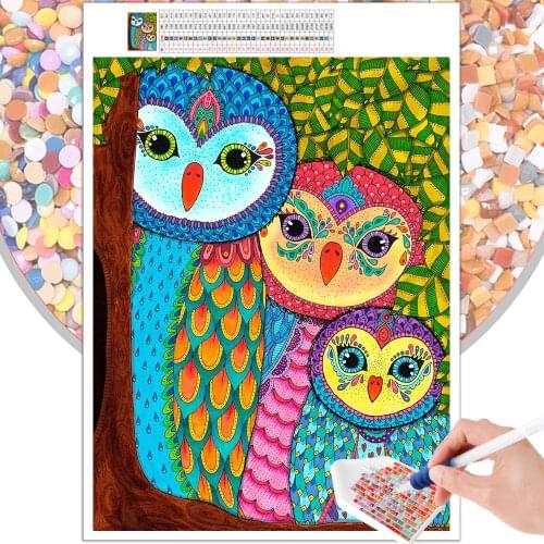 Diamond Painting Animal Owl Geometry Landscape Cartoon Embroidery Kit 5D DIY Mosaic Square Round Rhinestone Mural Home