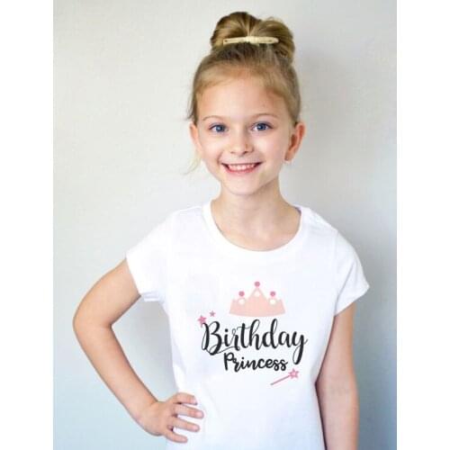 Birthday Princess T Shirt Kids Short Sleeve T-shirt Teen Casual Shirt 2020 New O-Neck Fashion Children Tshirt Girls Party Wear