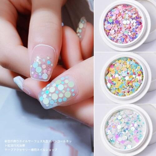 Nail Art Round Sequins 3D Macaron Candy Color Mixed Nail Decoration DIY Glitter Charm Nail Art Jewelry Accessories