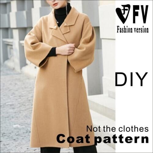 Double-sided Cashmere Coat Pattern Ladies' Outerwear Sewing Diagram Drop-shoulder Sleeve Garment Structure Drawing BFY-260
