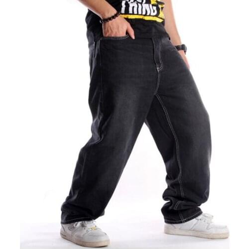 Mens Loose Jeans Hip hop Mens Long Trousers Seasons Tide Man Colthing Baggy Pants Hip Hop Black Denim Pants