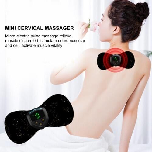 Portable Mini Electric Neck Cervical Massager Stimulator Back Thigh Massager Pain Relief Massage Pad Intelligent Wireless