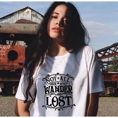 Not All Those Who Are Wander Lost Print Women Short Sleeve T-shirts Summer T Shirt Female Casual Graphic Tees Aesthetic Tops