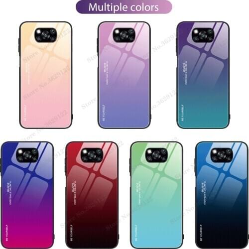 Gradient Tempered Glass Case For Xiaomi Redmi Note 7 9 8 10 Pro 9S POCO X3 Mi11 10T Pro 9 8A 10S Note10 F3 X3 Pro Cover Fundas
