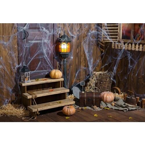 Old house Halloween background pumpkin lamps kids fotografia photography backdrop for photo Studio accessories photocall LV-2176