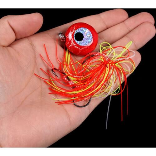 HENGJIA 1pcs 20G 40G 60G 80G 100G 120G Swim Jig Head Fishing weight with Rubber Skirt Sea Fishing Metal Lure Tackle