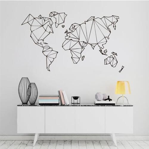 Map World Geography Wall Stickers Living Room Bedroom Removable Wall decals Vinyl Mural Earth Sticker Home Decor