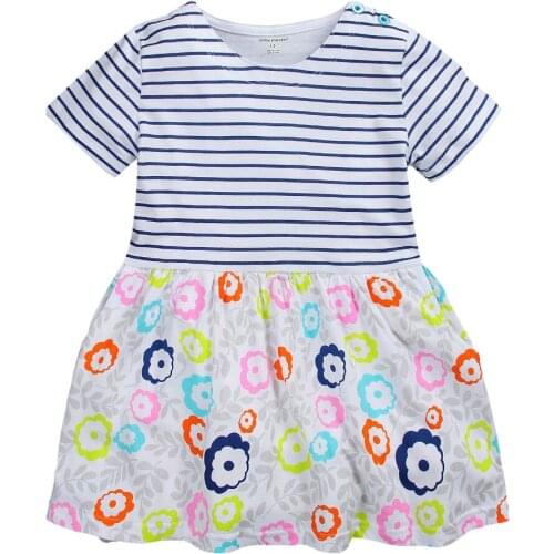Summer Baby Girls Dress Kids Cotton Dresses Printed Striped Fashion Dress Casual Children Clothes New Clothing Style 1-6 Years
