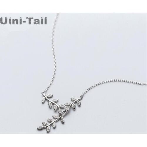 Uini-Tail hot new 925 sterling silver branches and leaves micro-inlaid necklace Korea small fresh fashion student jewelry GN604