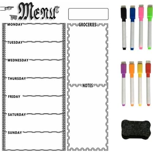 Magnetic Refrigerator Chalkboard,Weekly Menu, Meal Planner,Grocery Shopping List