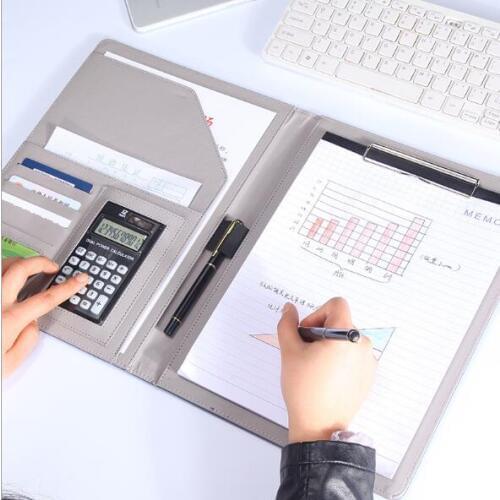 Multifunctional PU Leather A4 Clip File Folder Notebook Briefcase Padfolio Binder Manager Document Organizer Classeuer Folder