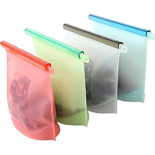 Reusable Refrigerator Fresh Bags Kitchen Food Sealing Storage Bag Home Food Grade Silicone Fruit Meat Ziplock Kitchen Organizer