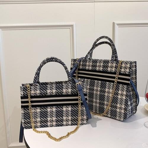 Fashion Woolen Plaid Purses Handbags Tote Women Shoulder Messenger Bags 2021 New Luxury Brand Designer Ladies Messenger Bags