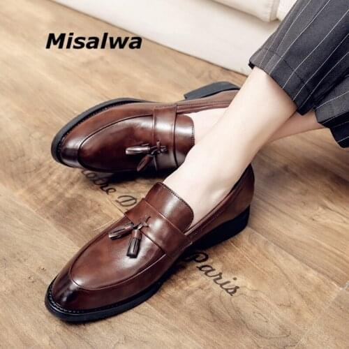 Misalwa Oxford Business Mens Shoes 2021 Spring Autumn Stylish High-quality Tassel Dress Men shoes Slip-on Loafers