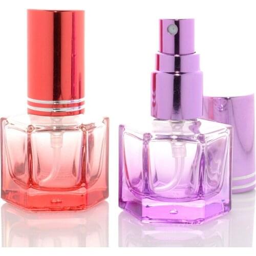 New Arrival Hexagon Color Spray Portable Small Bottle 8ml Glass Spray Bottle 100PCS/LOT