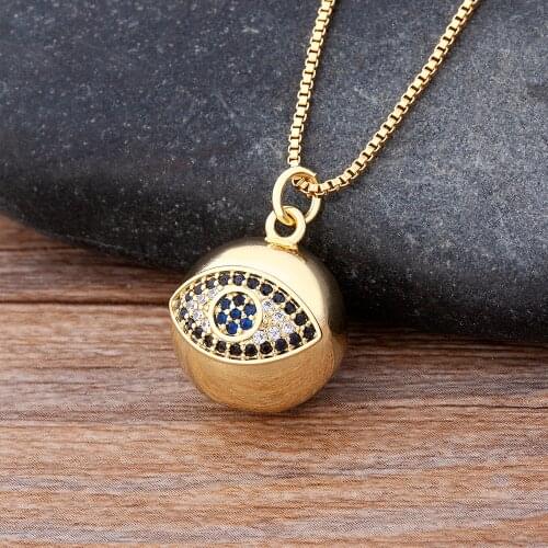 New Charm 9 Styles Turkish Evil Eye Necklace For Women Ball Pendant Copper Zircon Luxury Lucky Jewelry Clavicle Chain Gift