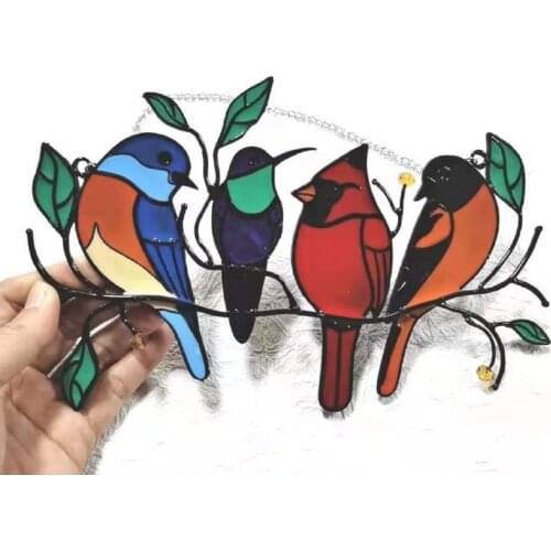 Window Hanging Hanging Stained Bird Alloy Birds Decoration Birds Stained Window Hangings Panels