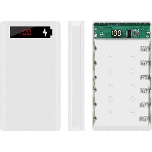 5V Dual USB 6*18650 Power Bank Case Micro USB Type C USB Battery Box LED Light Charging Digital Display DIY Power Bank Shell Box