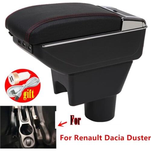 Armrest box For Renault Dacia Duster 2 2010-2015 Central console storage box Cup holder PU Leather USB