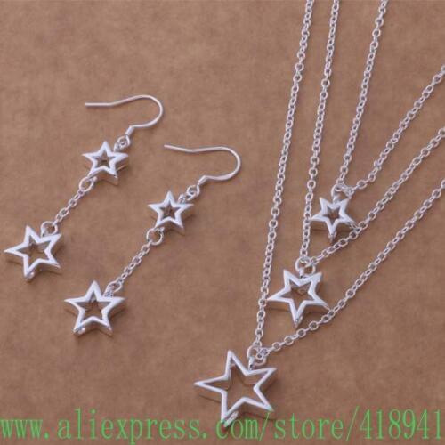 Silver Plated Jewelry Sets Earring 309 + Necklace 501 /eeyamwfa bgaajxha AS230