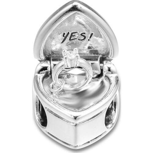 Propose Ring Heart Charm Beads for Jewelry Making Love Promise Box Open Design Beads for Charms Bracelets Silver 925 Jewelry DIY