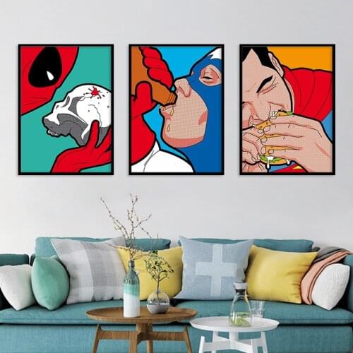 Funny Superhero Posters and Prints Living Room Bedroom Canvas Painting Cartoon Anime Wall Art Decorative Painting Home Decor