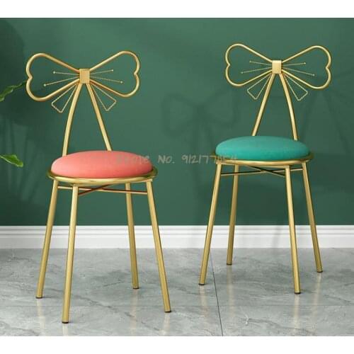 Modern minimalist makeup chair net red ins dressing table stool bedroom home bow cute girl back chair
