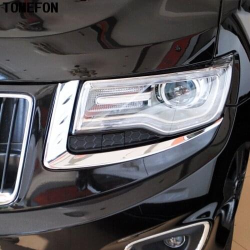 TOMEFON For Jeep Grand Cherokee 2014-2016 Car Exterior Styling Front Head Light Lamp Eyebrow Eyelid Cover Headlight Bezel Trim