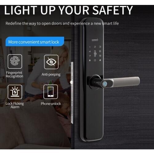 2021 New X2 Mirror Surface Fingerprint Smart Lock Smart Home Door Lock Security Intelligent Biometric Fingerprint Locks