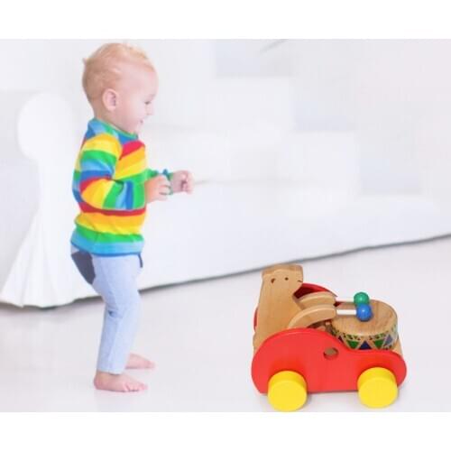 Fun Montessori Car Teeth-Grinding Toys Smooth Car for Baby Toddlers Wood Gift Puzzle Baby Early Educational Toy