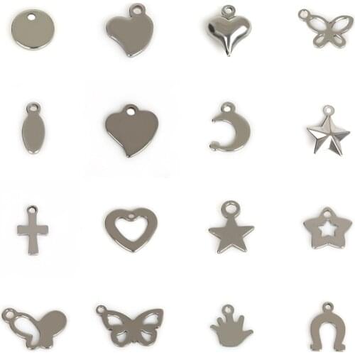 High Quality 50pcs/lot Mix Size Stainless Steel Charms Pendants For DIY Jewelry Making Necklace Bracelet Earrings Accessories