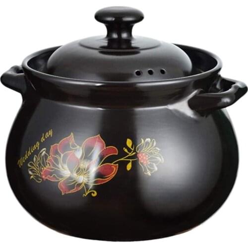 Health Soup Pot Household Stew Pot with High Temperature Resistance Ceramic Casserole Soup Pot with Lid