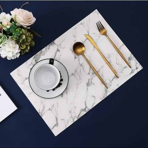1/4pcs Placemat Non-Slip Marble Disc Coasters Set Tableware Heat Insulation Pad Table Mats for Dining Table Waterproof