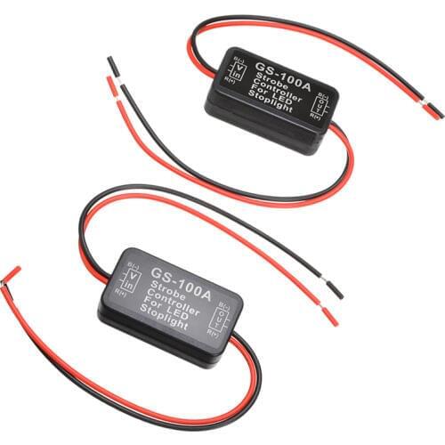 2pcs 12V GS-100A Car LED High Position Brake Tail Stop Light Strobe Flash Controller Box Module LED Lights