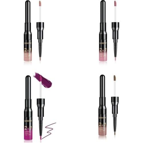 2 In 1 Double Head Liquid Matte Lipstick Lip Gloss And Lip Liner Waterproof Lipstick Set Lipgloss Mate Lip Stick Pen Makeup