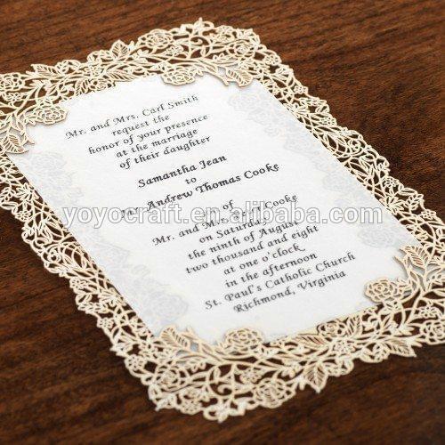 2018 latest wholesale price rose ivory color laser cut wedding invitation greeting card models with insert and envelop
