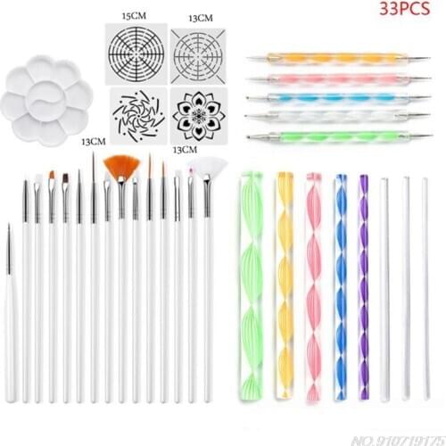 47pcs/set Mandala Dotting Tools for Painting Rock Stone Pen Stencil Template Brush Kit N27 20 Dropshipping