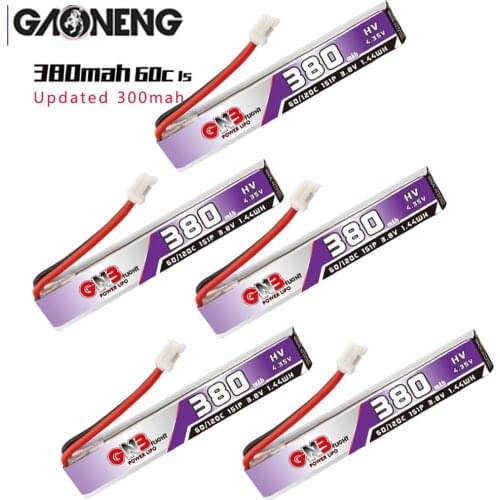 5pcs/lot Gaoneng GNB FPV Batteries 380mAh 1S 3.8V 60C PH2.0 Plug 4.35V Lipo Battery Updated Verion of 1S 300mah