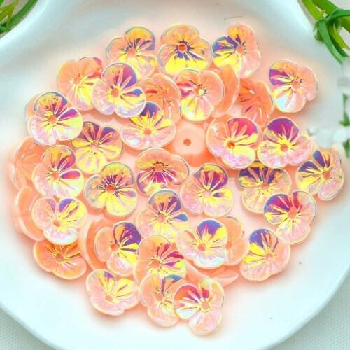 50PCS 9mm Champagne AB Color Flat-Back Resin Flowers|Home DIY Scrap-booking Embellishments Flowers|D.I.Y Crafting Supplies