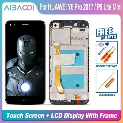AiBaoQi Brand New Touch Screen LCD Display+Frame+Power Cable Assembly Replacement For HUAWEI Y6 Pro 2017/P9 Lite Mini STK-LX1