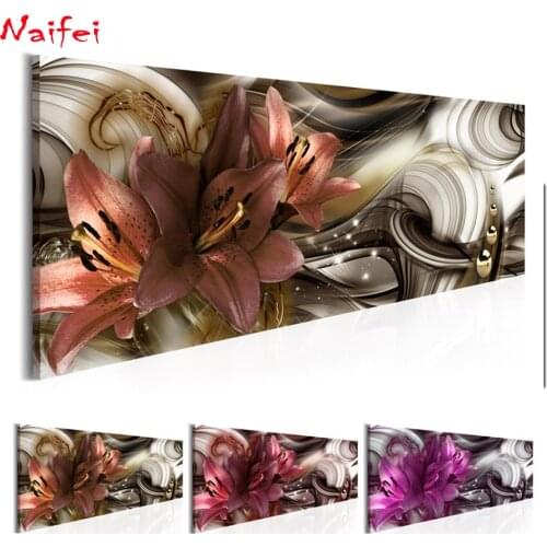 Wealth and Luxury Lilies Flower large Diamond Painting Rhinestone 5D DIY Diamond Embroidery,Cross Stitch Gradient warm color art