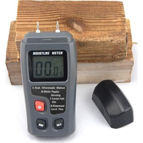 EMT01 0-99.9% Two Pins Digital Wood Moisture Meter Humidity Tester Timber Damp Detector 0.5 percent Accuracy Moisture Meter Test