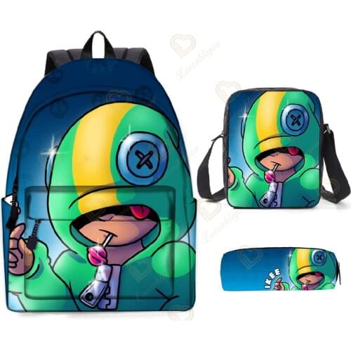 3pcs Cartoon star Game Leon Anime Figure toy School Bag High Capacity Nylon Waterproof Cartoon Action Plush backpack Set