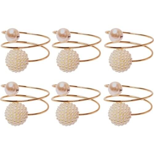HOT 6Pcs/Lot Wedding Pearl Series Napkin Buckle Bayberry Ball Tissue Ring Napkin Ring