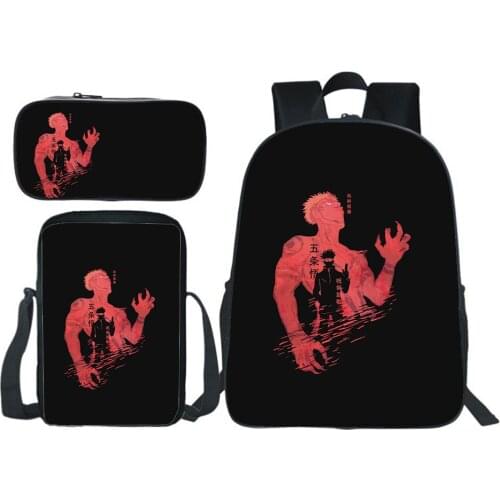 Jujutsu Kaisen Backpack 3 Pieces/set Teens All-match Simplicity School Bag Trendy And Casual All-match Bookbag Print Bags