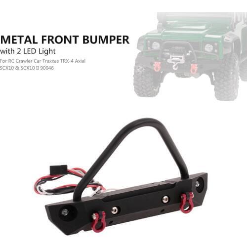 Front Bumper Metal with 2 LED Light for RC Crawler Off-Road Car Truck Traxxas Axial SCX10 & SCX10 II 90046 RC parts