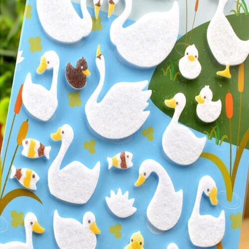Lovely Swan Duck Fish Sticker DIY Nonwoven Felt Fabric DIY Home Decoration 9.5x15cm