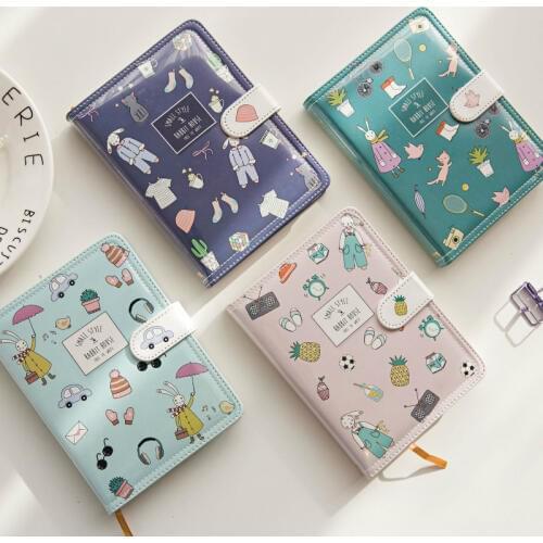JUGAL Cute Kawaii Notebook PU Leather Journal Diary Weekly Plan Dot Lattice Page Notepad Agenda Travel Journal School Supplies