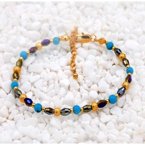 Trendy Charm Gold Copper Bracelets Beaded Bracelet For Women Girl Fashion Jewelry Accessories Wedding Party Birthday Gift