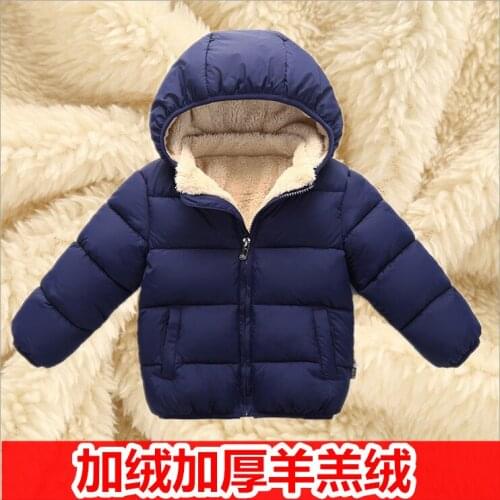 New Boys Girls Winter Hooded Coat Velvet Warm Cotton Padded Coats Baby Kids Children Thick Overcoats Clothes